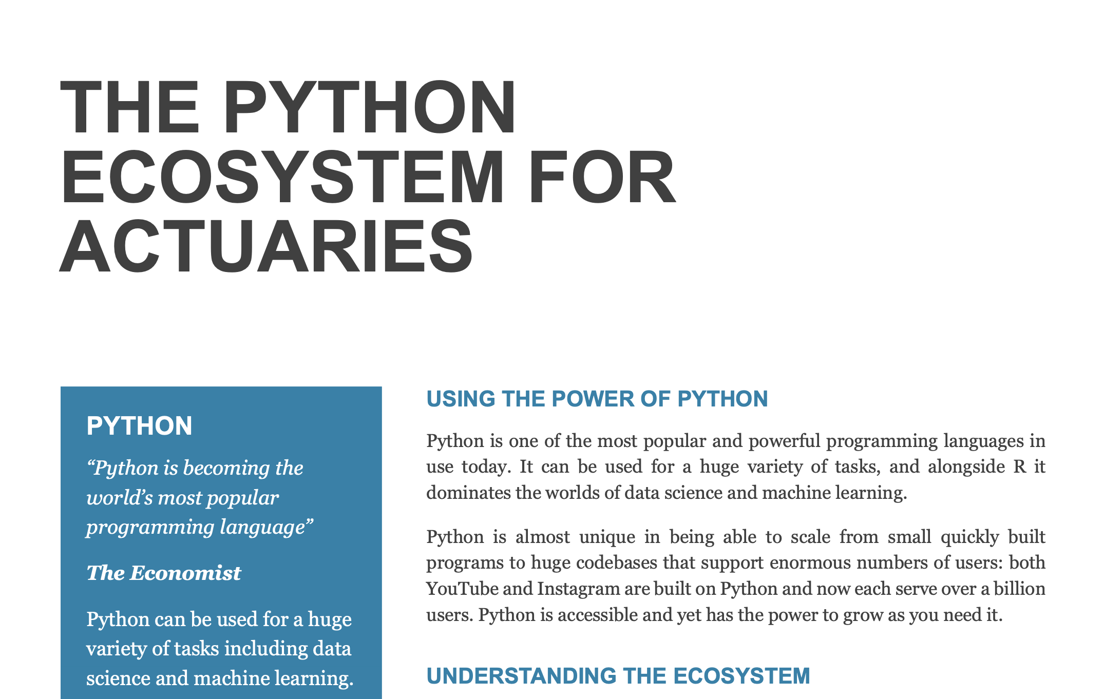 Python Ecosystem for Actuaries